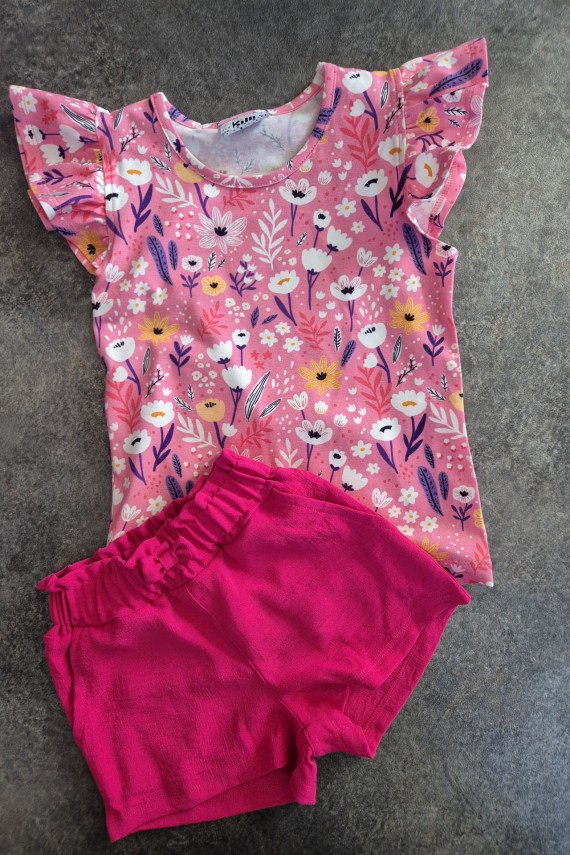 Killy design pink szett gyűrt vászon shorttal 