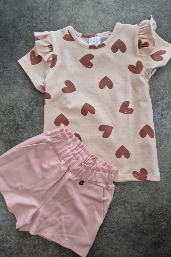 Szíves fodros póló shorttal szettben 