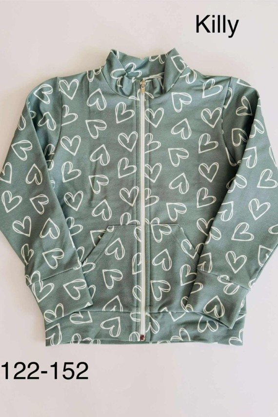 Killy design zöld szíves kardigán 