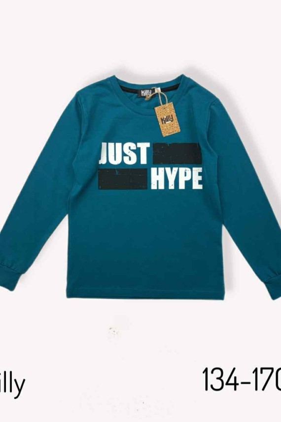 Killy design vékony hosszú ujjú póló petrol zöld színben 