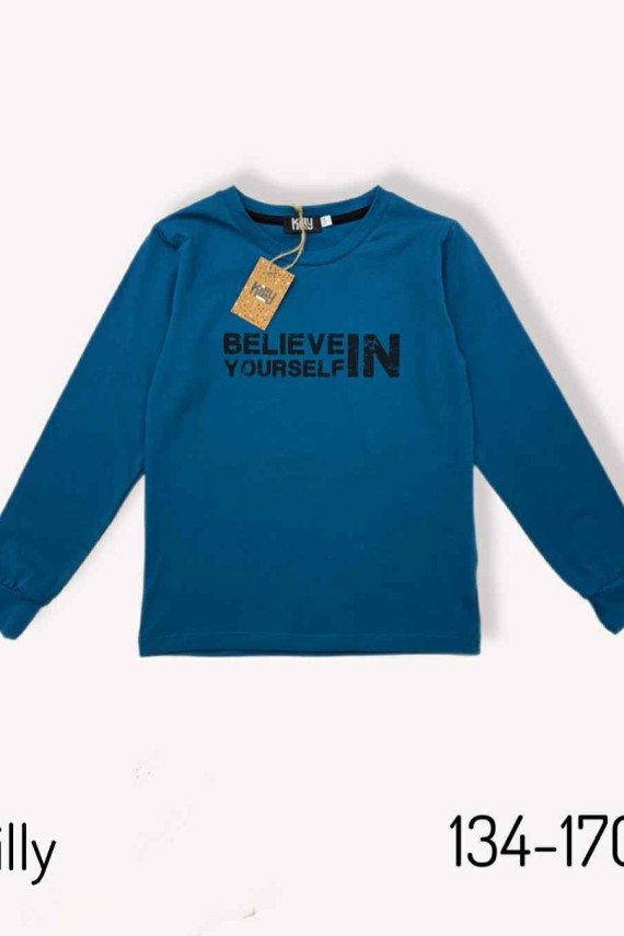 Killy design petrol kék vékony hosszú ujjú póló 