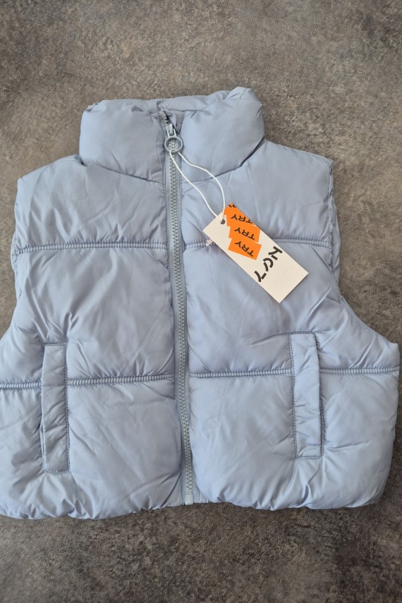 Losan világoskék rövid fazonú mellény nagylányoknak 