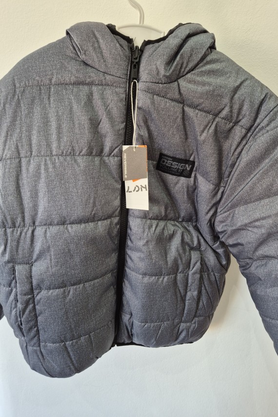 Losan kétoldalas kifordítható szürke-fekete téli fiú kabát 