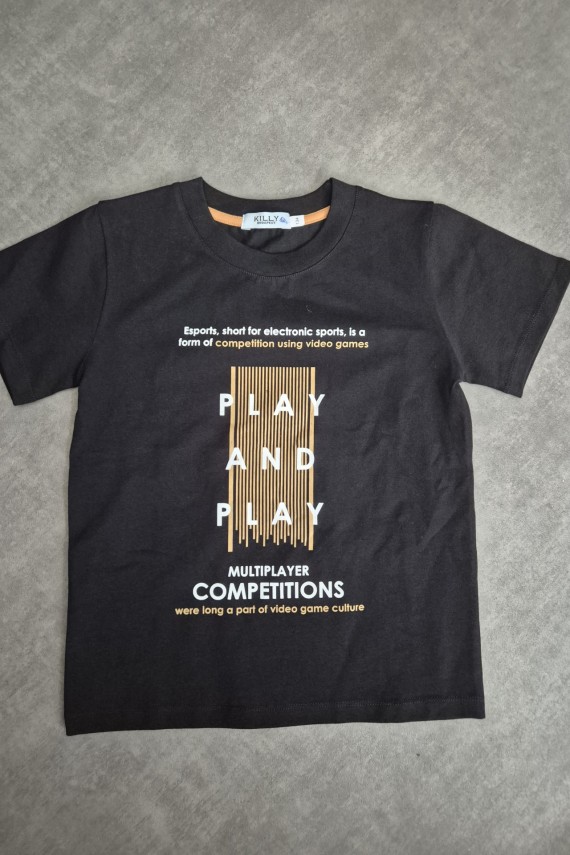 Killy design fekete póló sarga feliratozással 