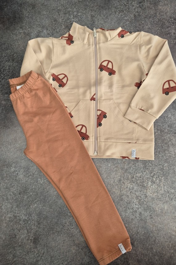 Linini autós kardigános barna szett 