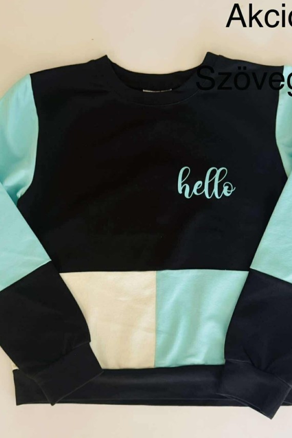 Killy design türkizkék-fekete pulóver 