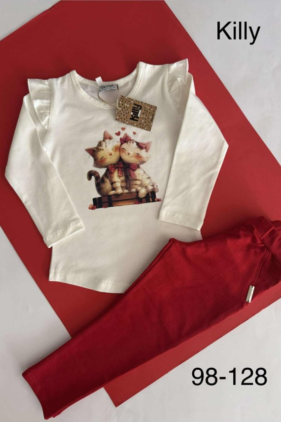 Killy design cicás piros bolyhozott nadrágos szett 