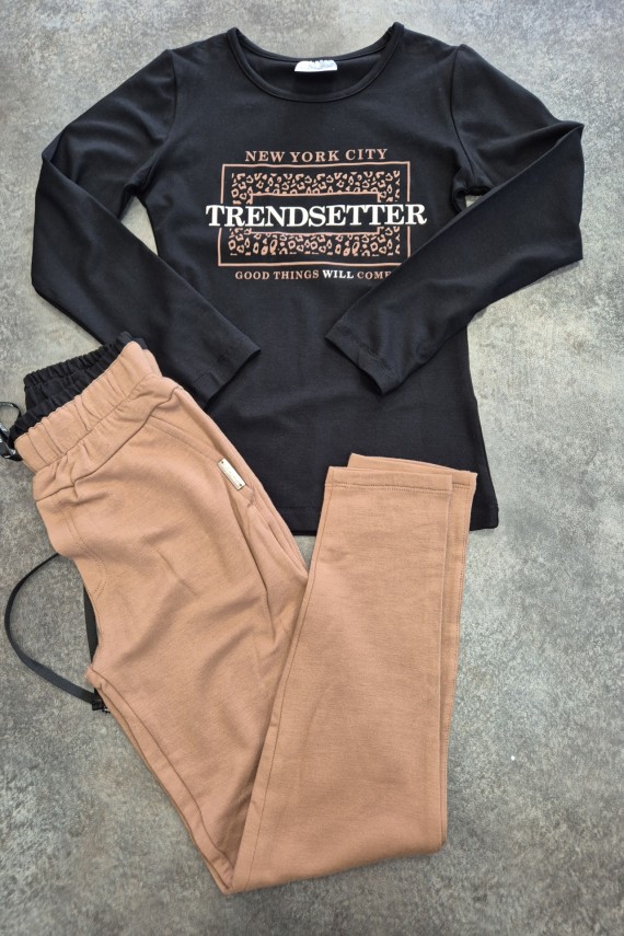 Killy design barna bolyhozott nadrágos csinos szett 