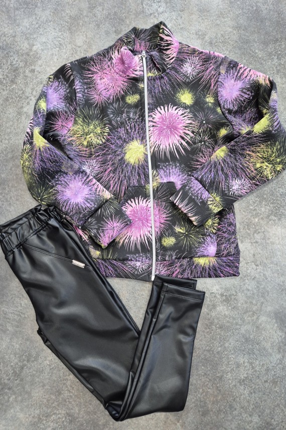 Killy design bélelt bőrnadrág,  bolyhozott meleg kardigánnal szettben 