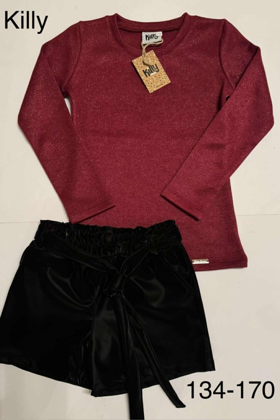 Killy design csillogó bordó felső 