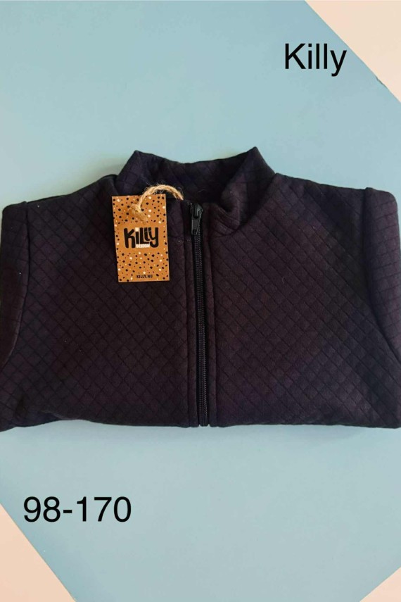 Killy design sötétkék alkalmi pulóver anyagában mintás 