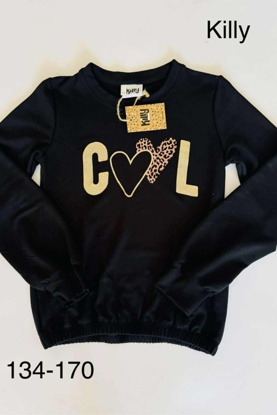 Killy design alul gumis bővebb fazonú,  belül bolyhozott melegebb fekete felső 