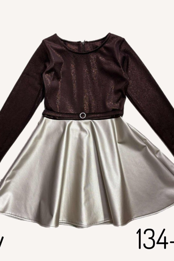 Killy design alkalmi ruha,  barna  csillogó felső rész-arany színű szoknyával 