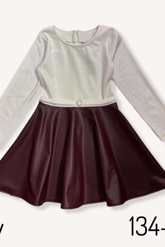 Killy design alkalmi ruha, bordó szoknya-csillogó ekrü felsővel 