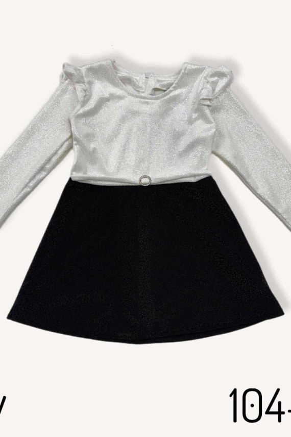 Killy design ekrü csillogó felsős ruha bőr szoknyával kombinálva 