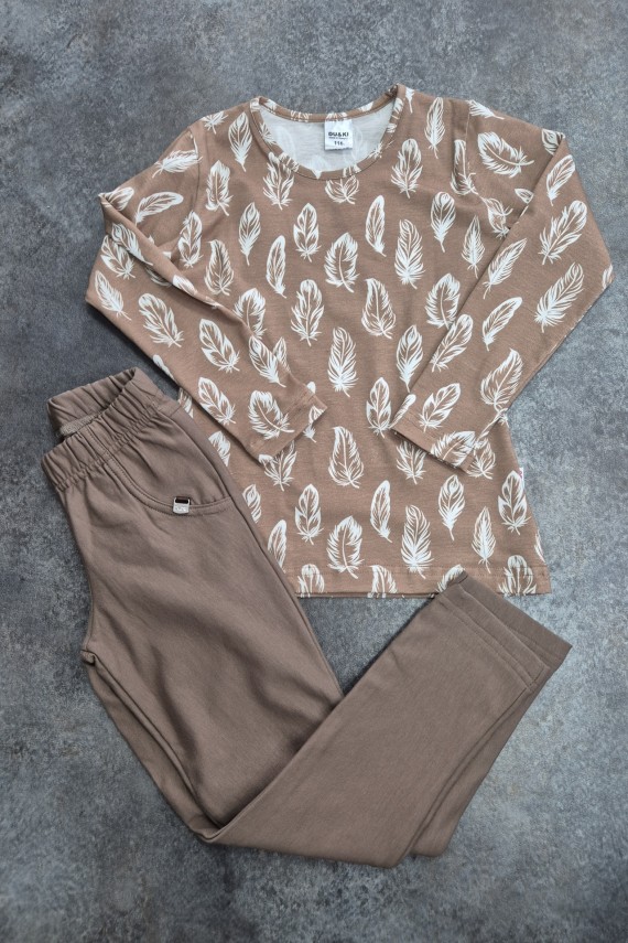 Du&ki barna bolyhozott melegebb nadrág leveles felsővel szettben 