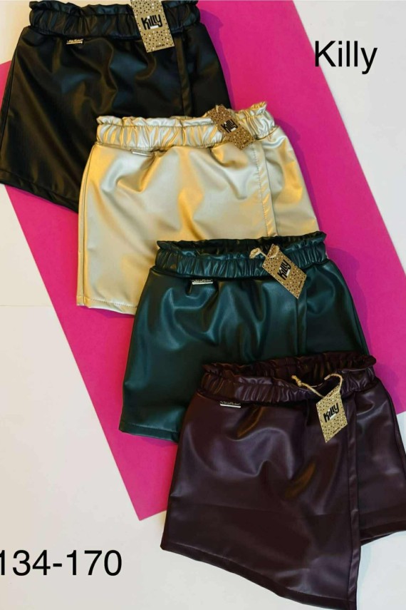 Killy design fekete színű bőr jellegű short 