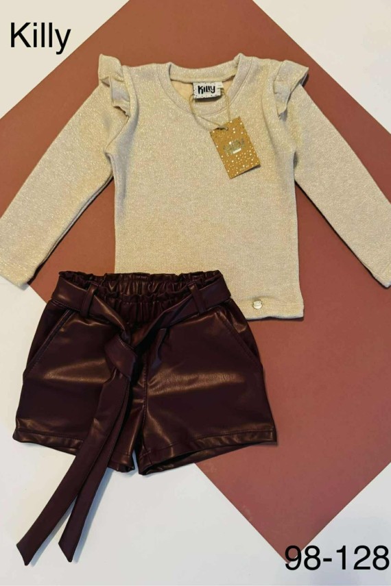 Killy design bőr jellegű short bordó színben ovisoknak 