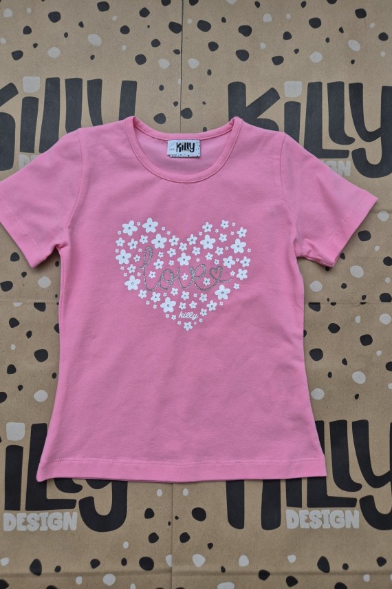 Killy design rózsaszín szíves póló 