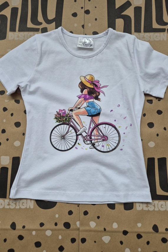 Killy design biciklizős lány póló 