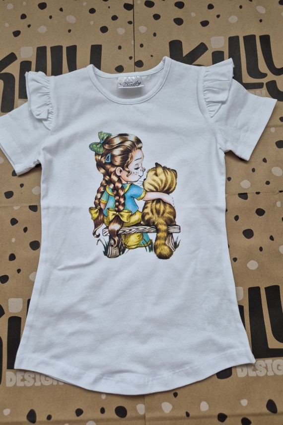Killy design kislány a cicával póló 