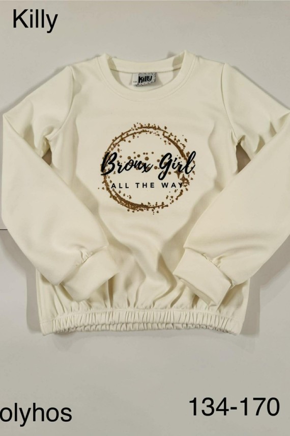 Killy design belül bolyhozott melegebb pulóver ekrü színben 