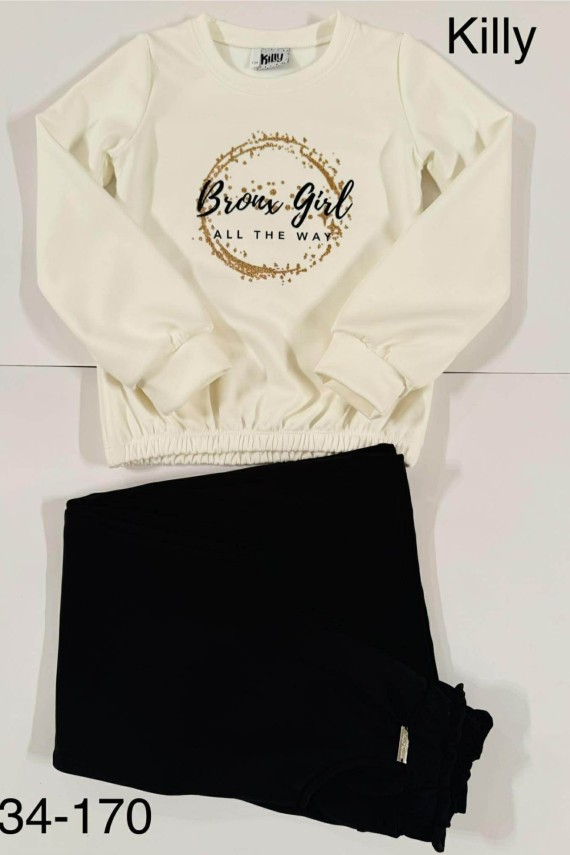 Killy design belül bolyhozott melegebb pulóver ekrü színben 