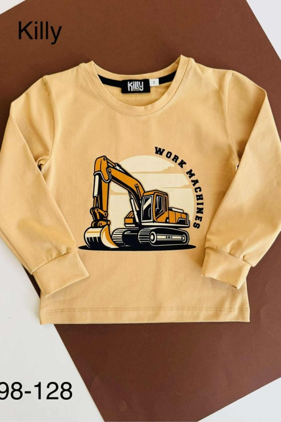 Killy design munkagépes bézs hosszú ujjú póló 