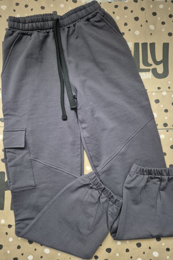 Killy design szürke bolyhozott melegebb nadrág lezser zsebes bővebb fazonú 