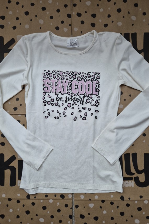 Killy design hosszú ujjú ekrü színű lány póló 