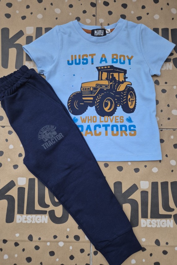 Killy design traktoros kék szett