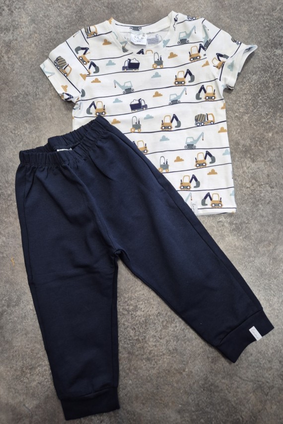 Linini autós pólós szett kék nadrággal 
