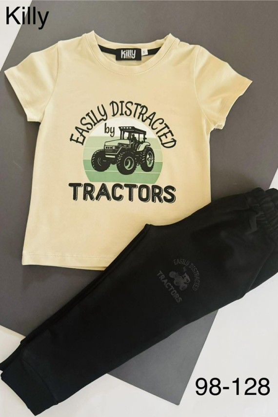 Killy design bézs póló fekete nadrággal szettben ovisoknak