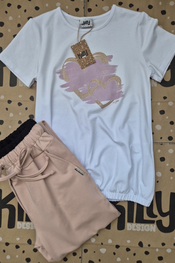 Killy design bézs nadrágos szett gumis aljú felsővel 