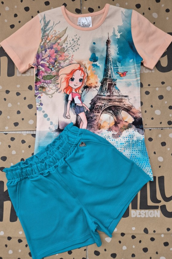 Killy design türkiz zöld shortos szett 