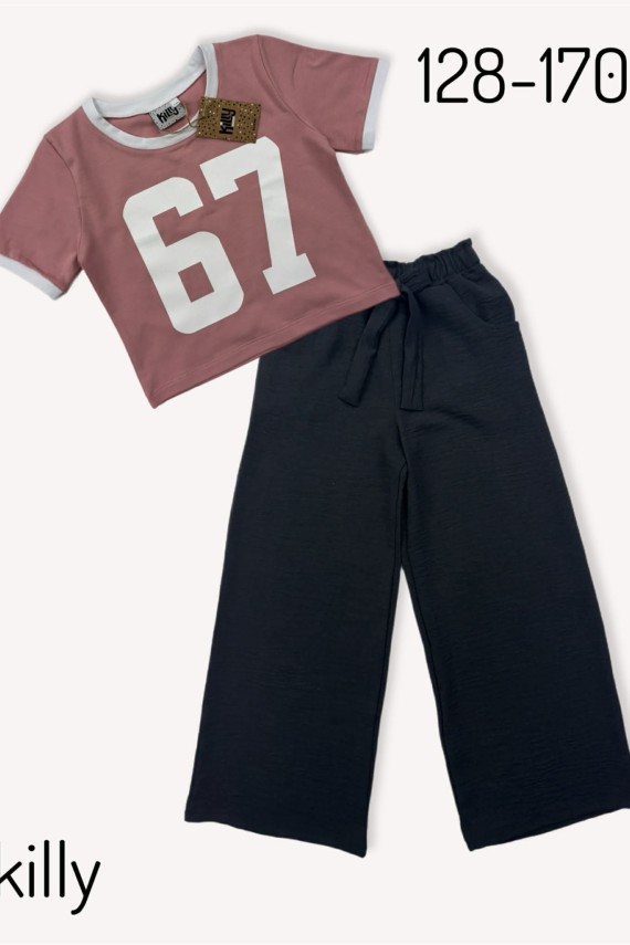 Killy design lenge gyűrt anyagú fekete nadrág