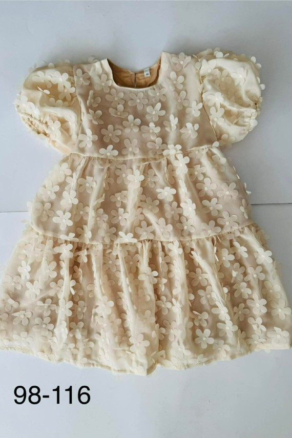 Linini 3d virág mintás bézs ruha 