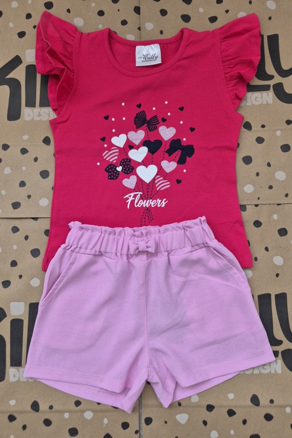 Killy design gyűrt anyagú short szettben lepke ujjú felsővel 