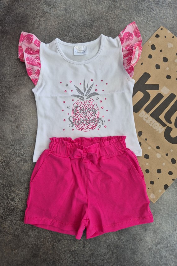 Killy design pink shortos szett fodros ujjú pólóval 