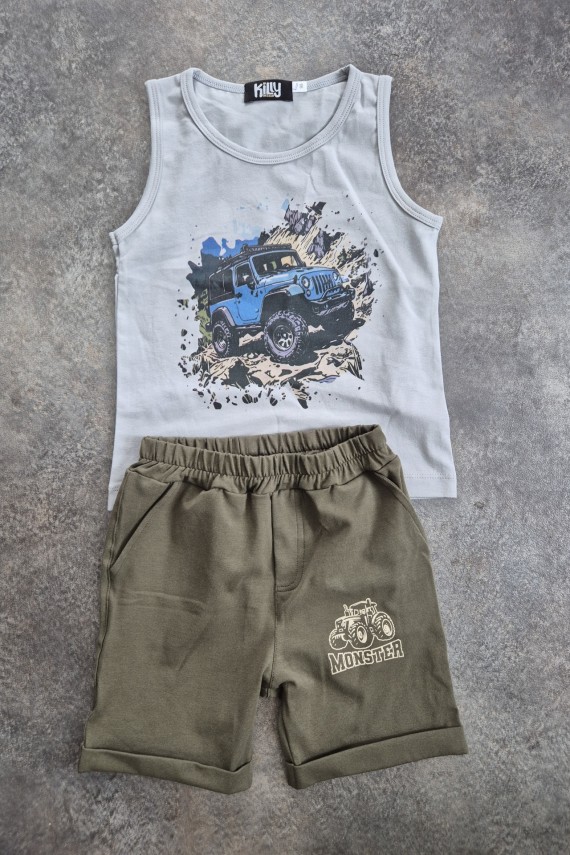 Killy design khaki bermuda trikóval szettben 