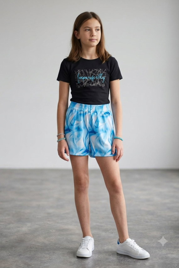Killy design lenge kék shortos fekete pólós szett 