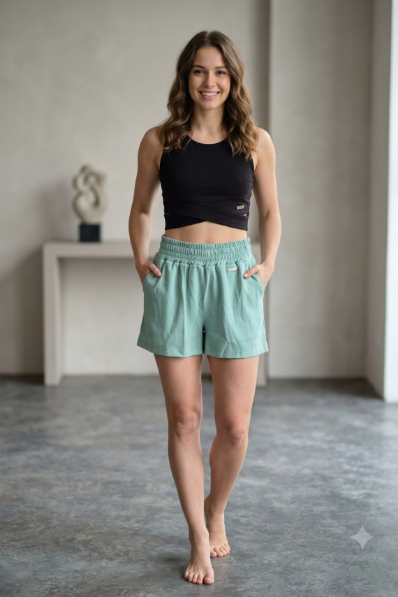 Killy design farmerhatású zöld lenge short rövid fazonú trikóval szettben 