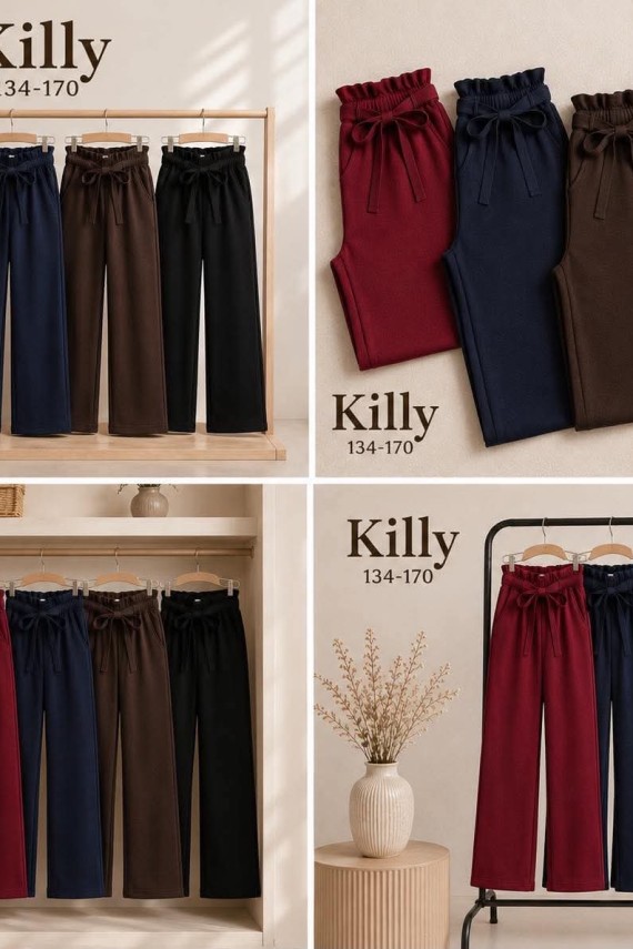 Killy design megkötős csokibarna csinos bőszárú nadrág 