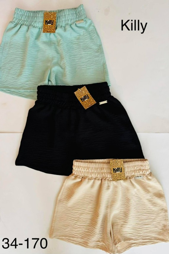 Killy design menta színű gyűrt anyagú lenge short 