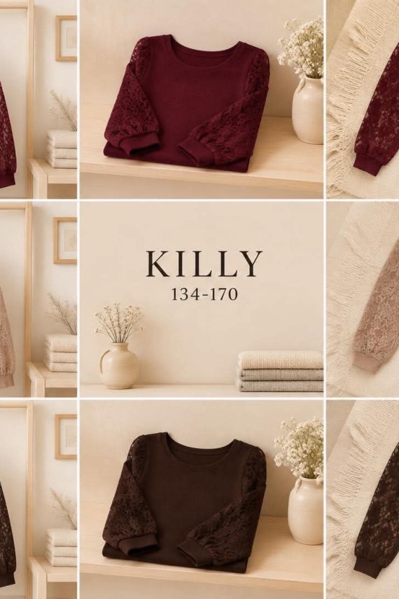 Killy design bordó színű csipke ujjú alkalmi felső 
